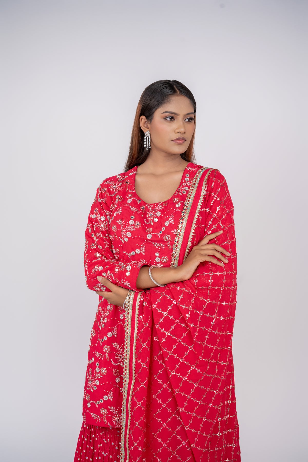 rani garara design with georgette fabrication dupatta.