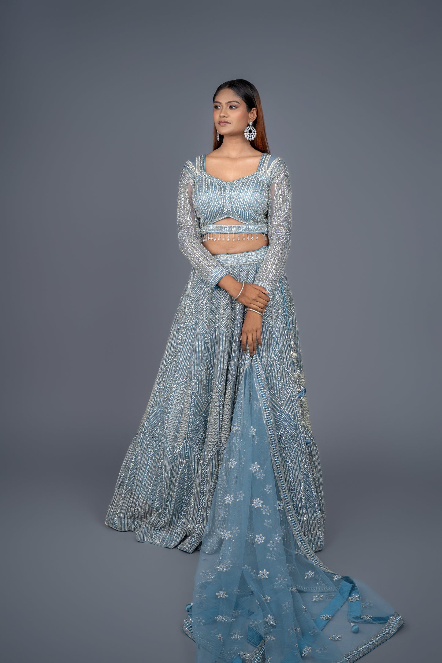 Slay in this beautiful blue lehenga.
