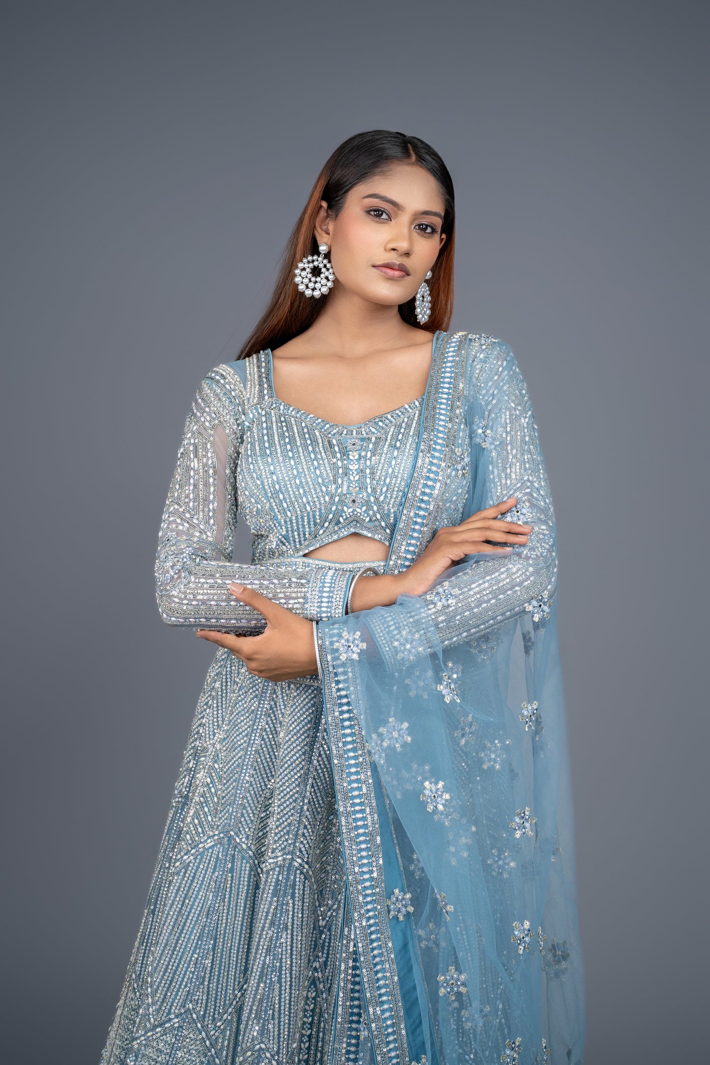 Slay in this beautiful blue lehenga.