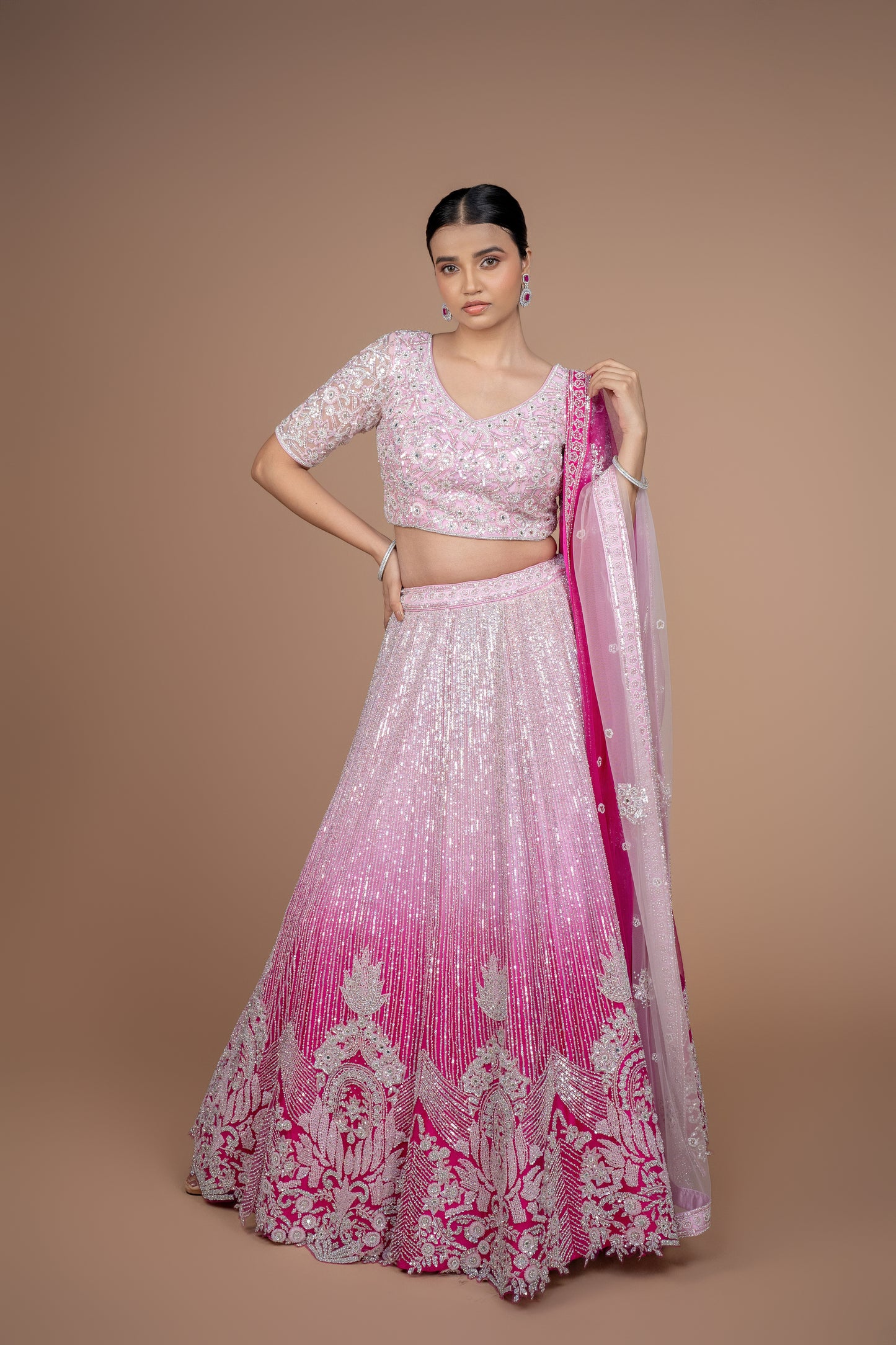 ombre shade bridal and reception wear lehenga