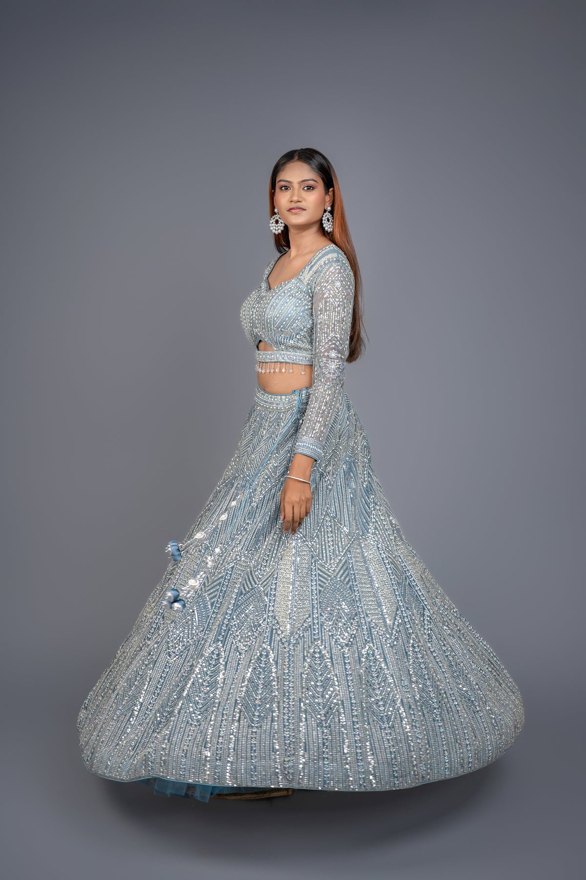 Slay in this beautiful blue lehenga.