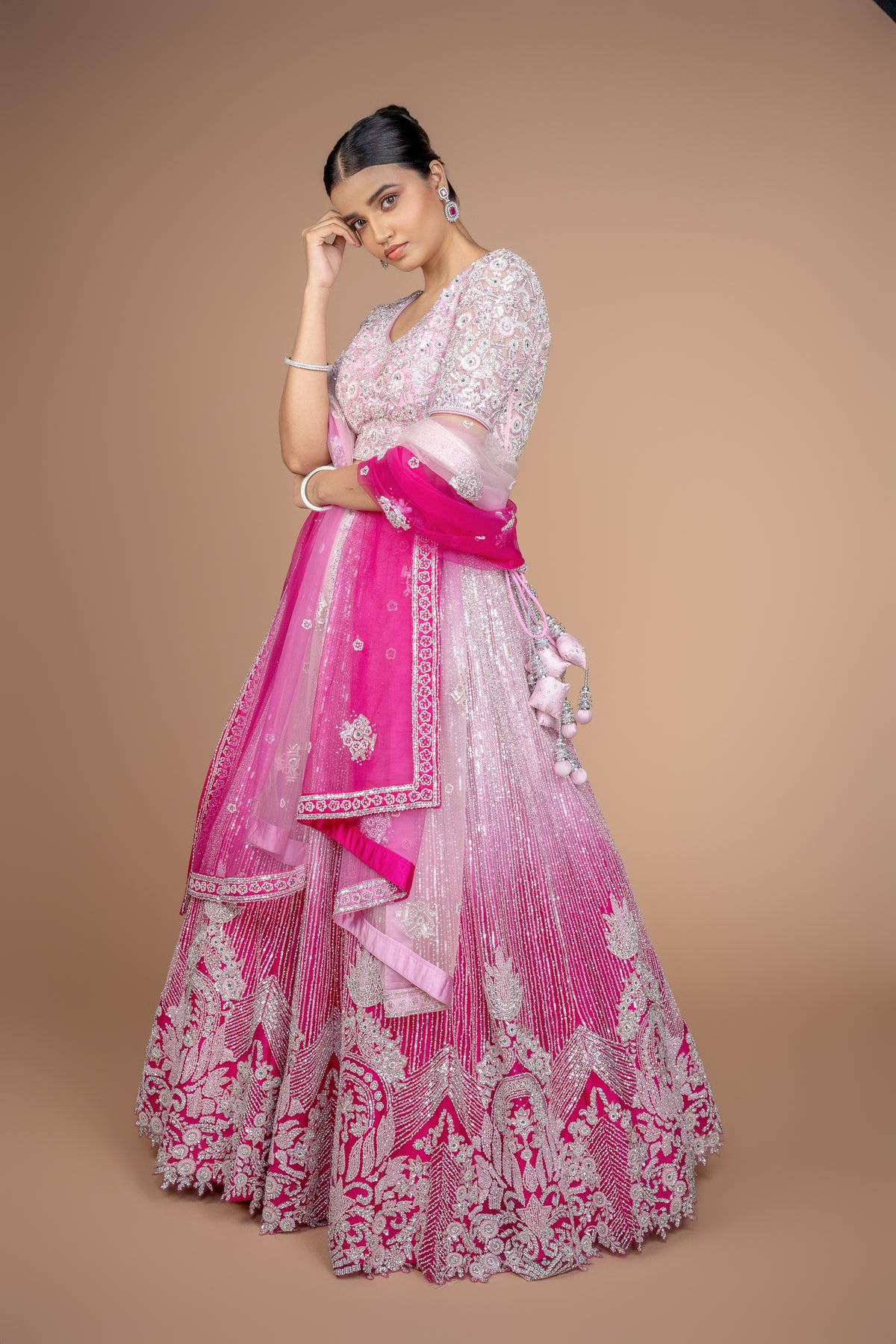 ombre shade bridal and reception wear lehenga