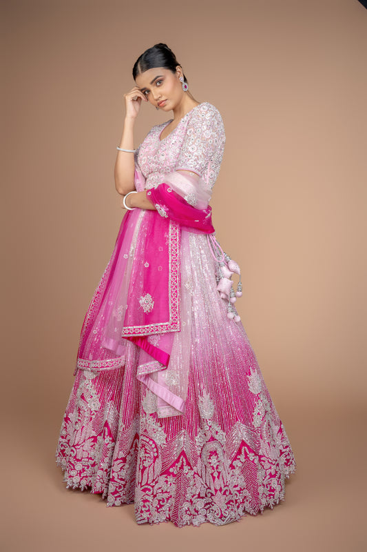 ombre shade bridal and reception wear lehenga
