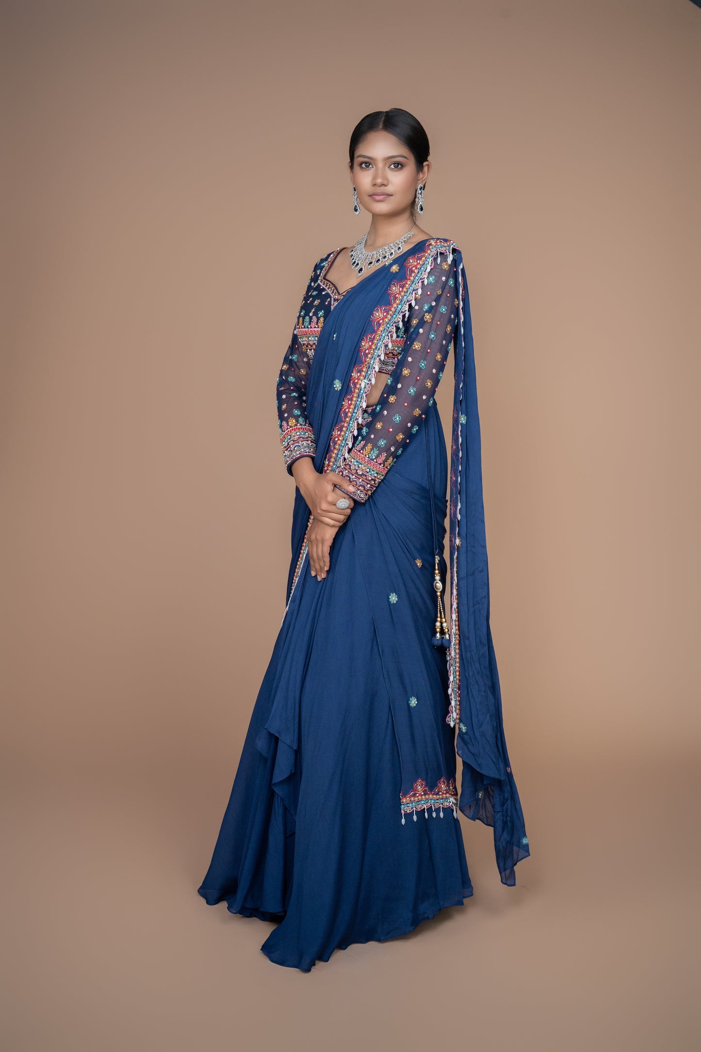 designer indowestern saree