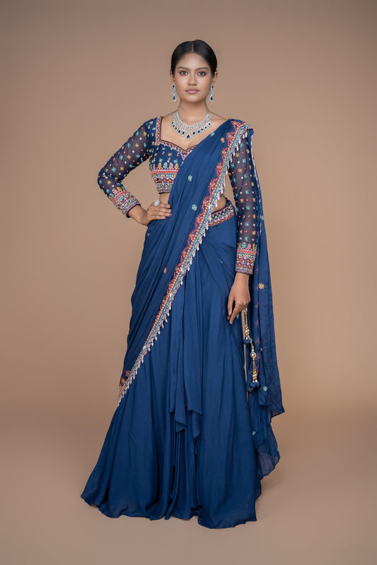 designer indowestern saree