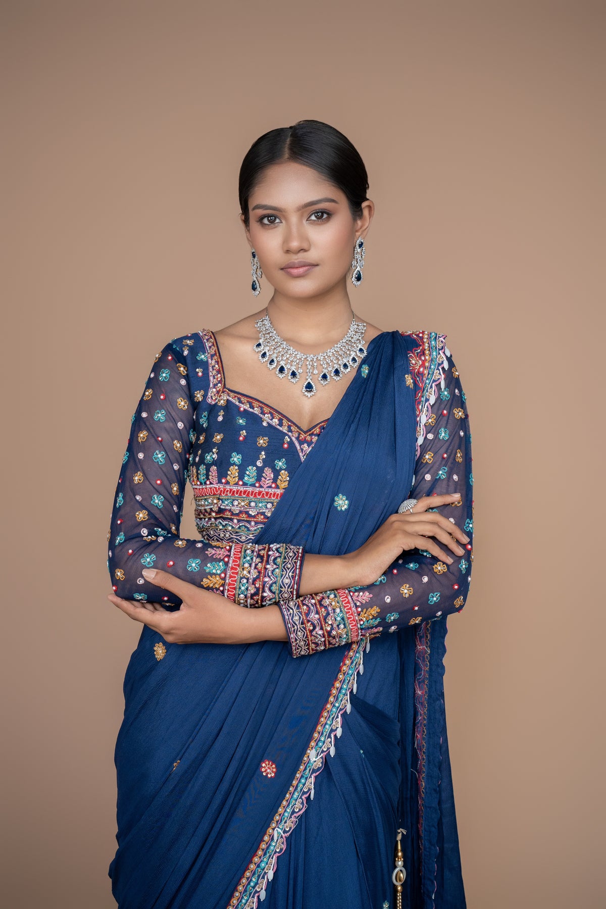 designer indowestern saree