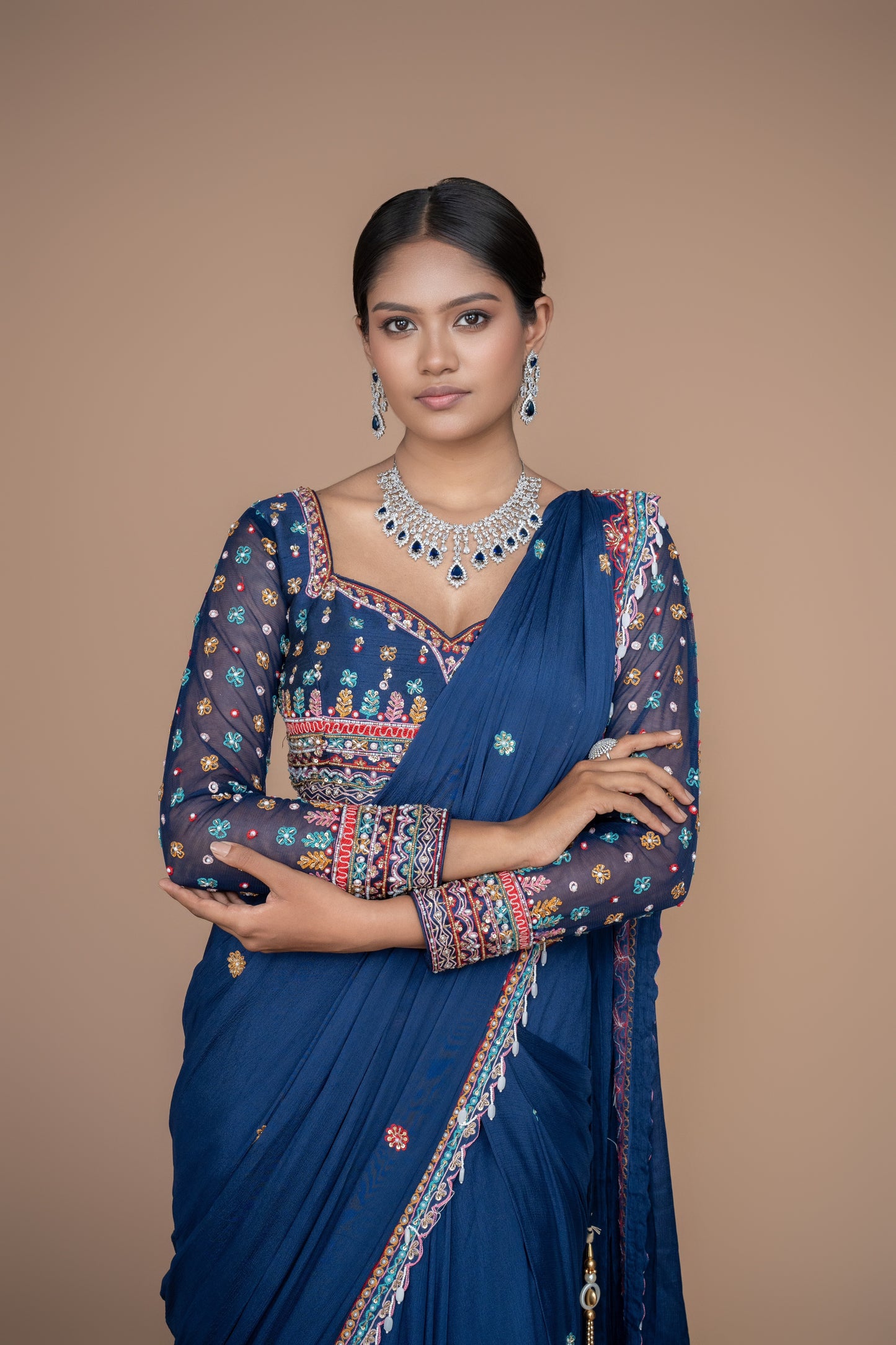 designer indowestern saree