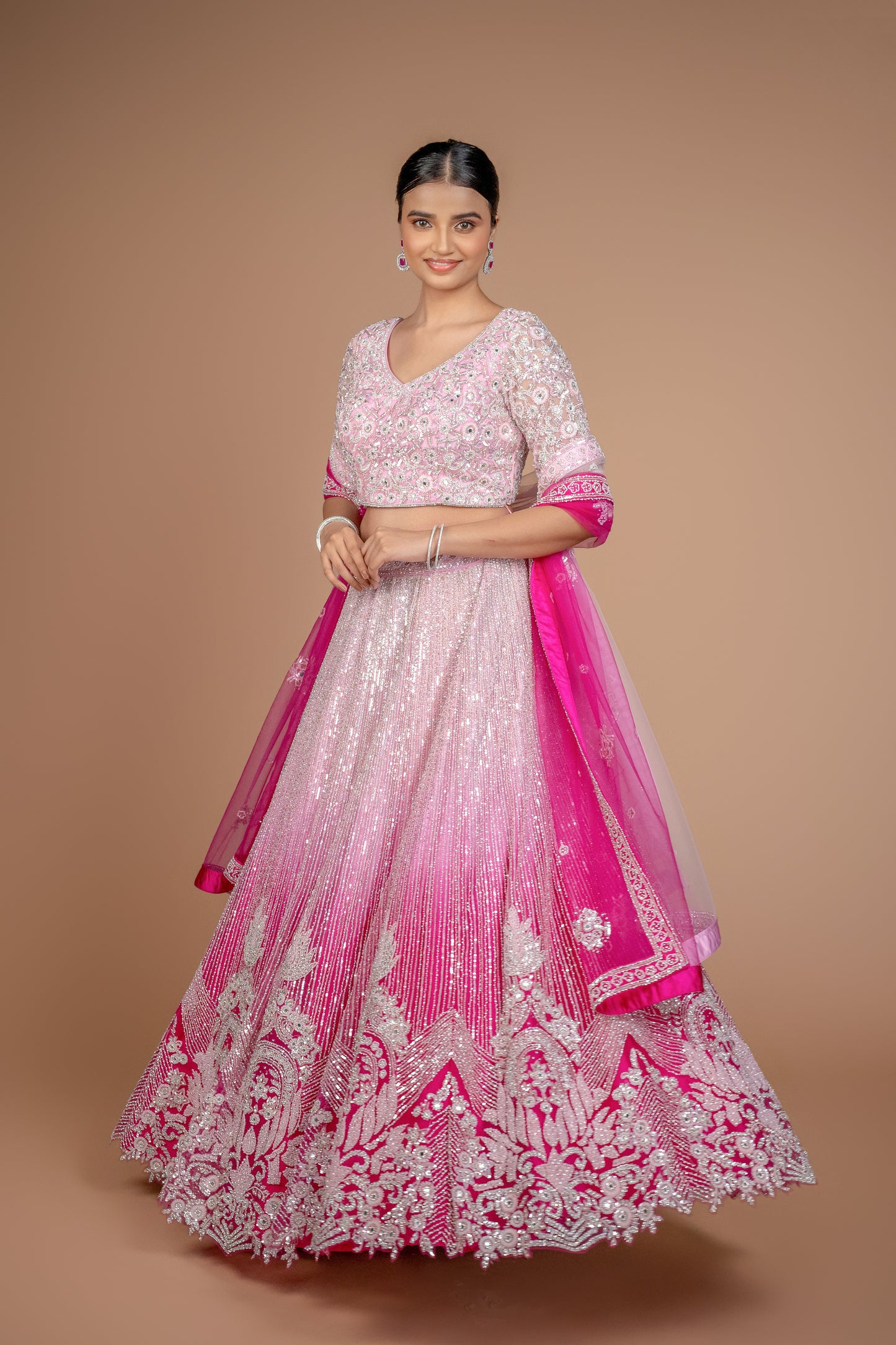 ombre shade bridal and reception wear lehenga