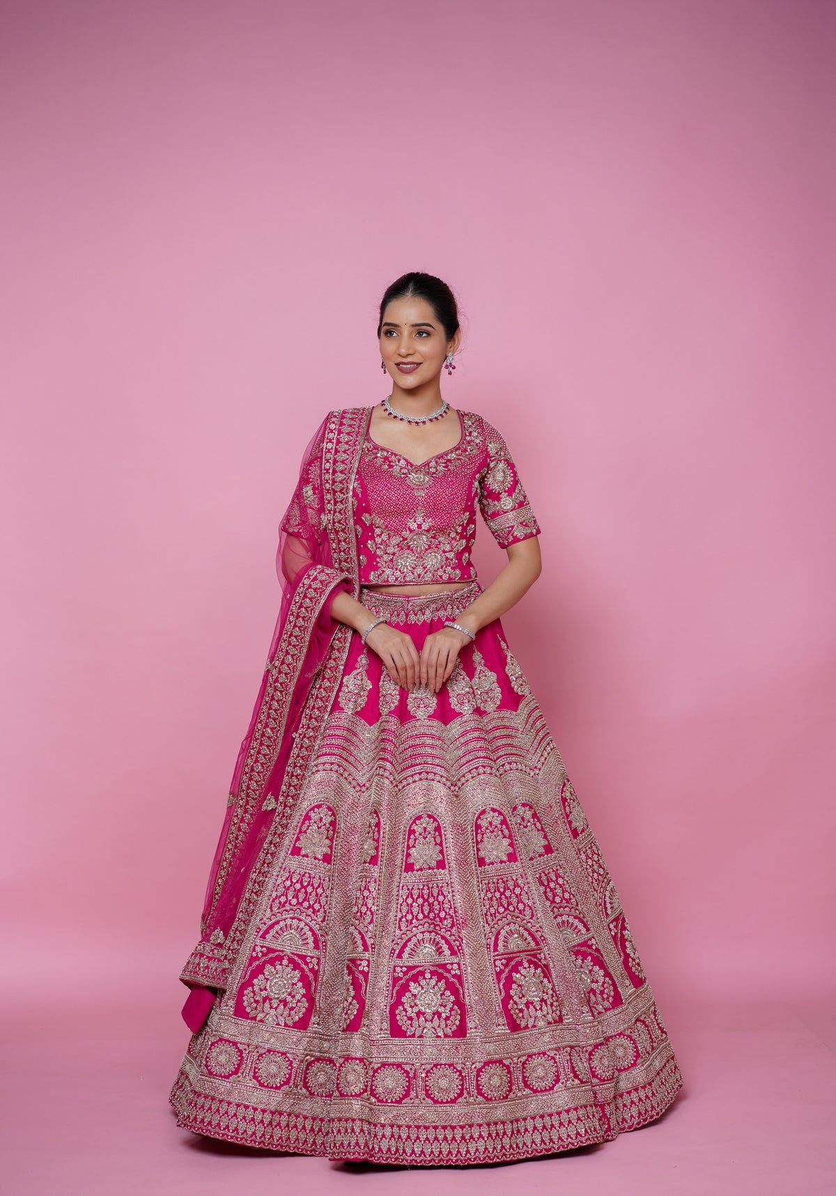 Rani Pink pure zardoshi bridal lehenga with colour and size customisation option available