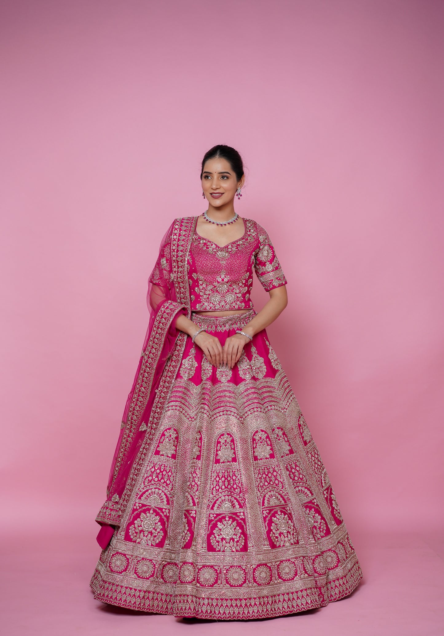 Rani Pink pure zardoshi bridal lehenga with colour and size customisation option available