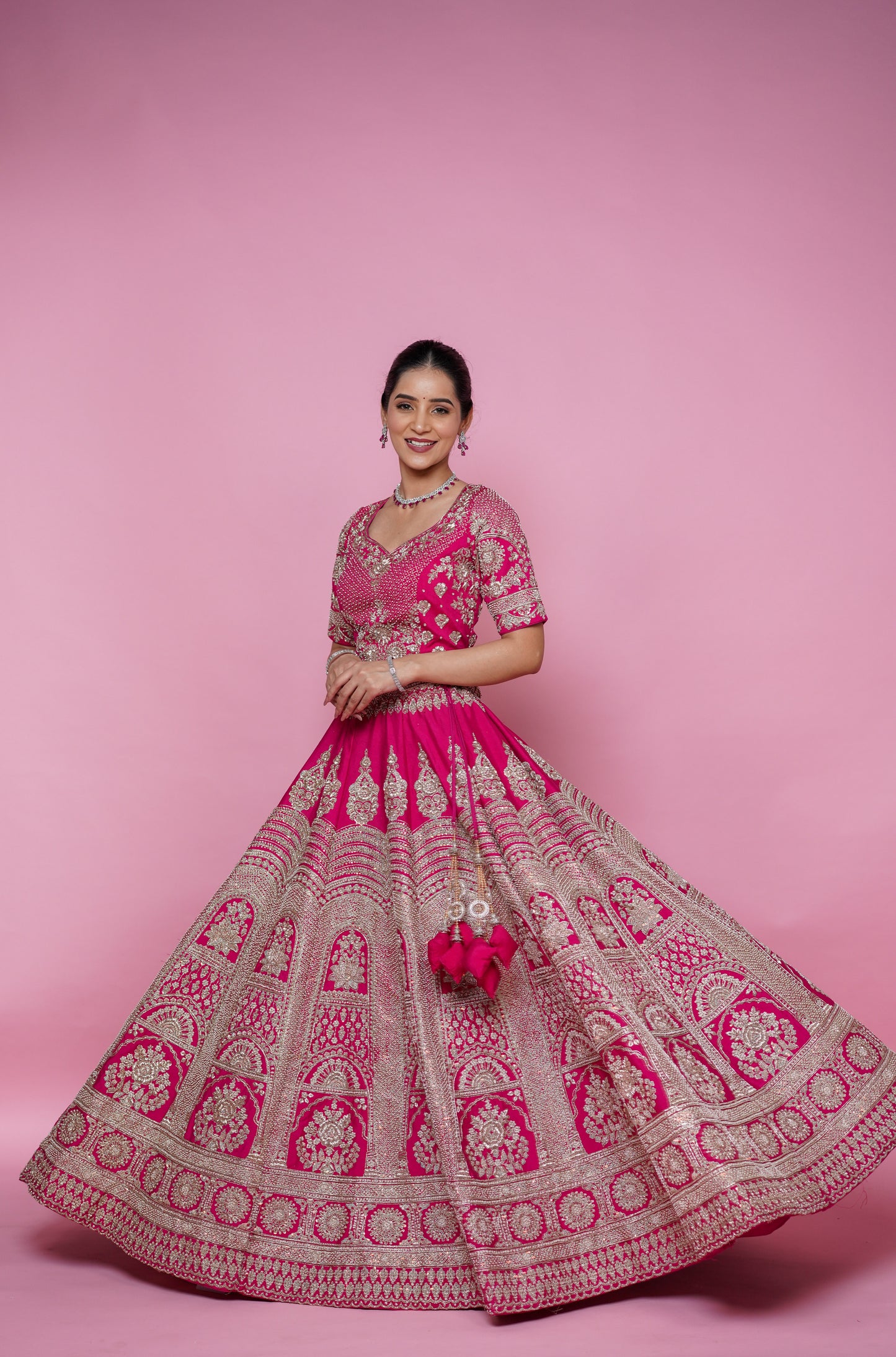 Rani Pink pure zardoshi bridal lehenga with colour and size customisation option available