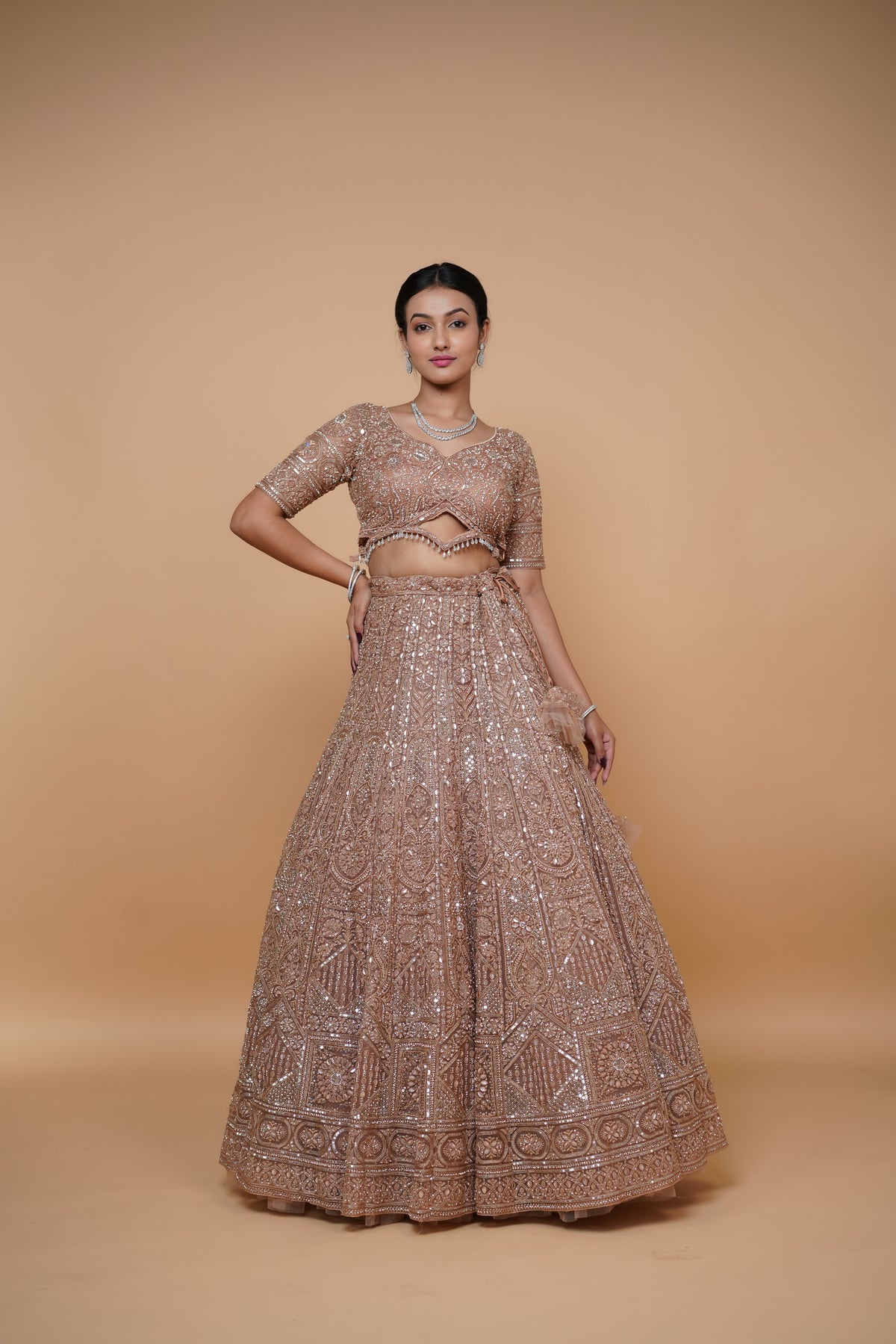 golden reception lehenga design