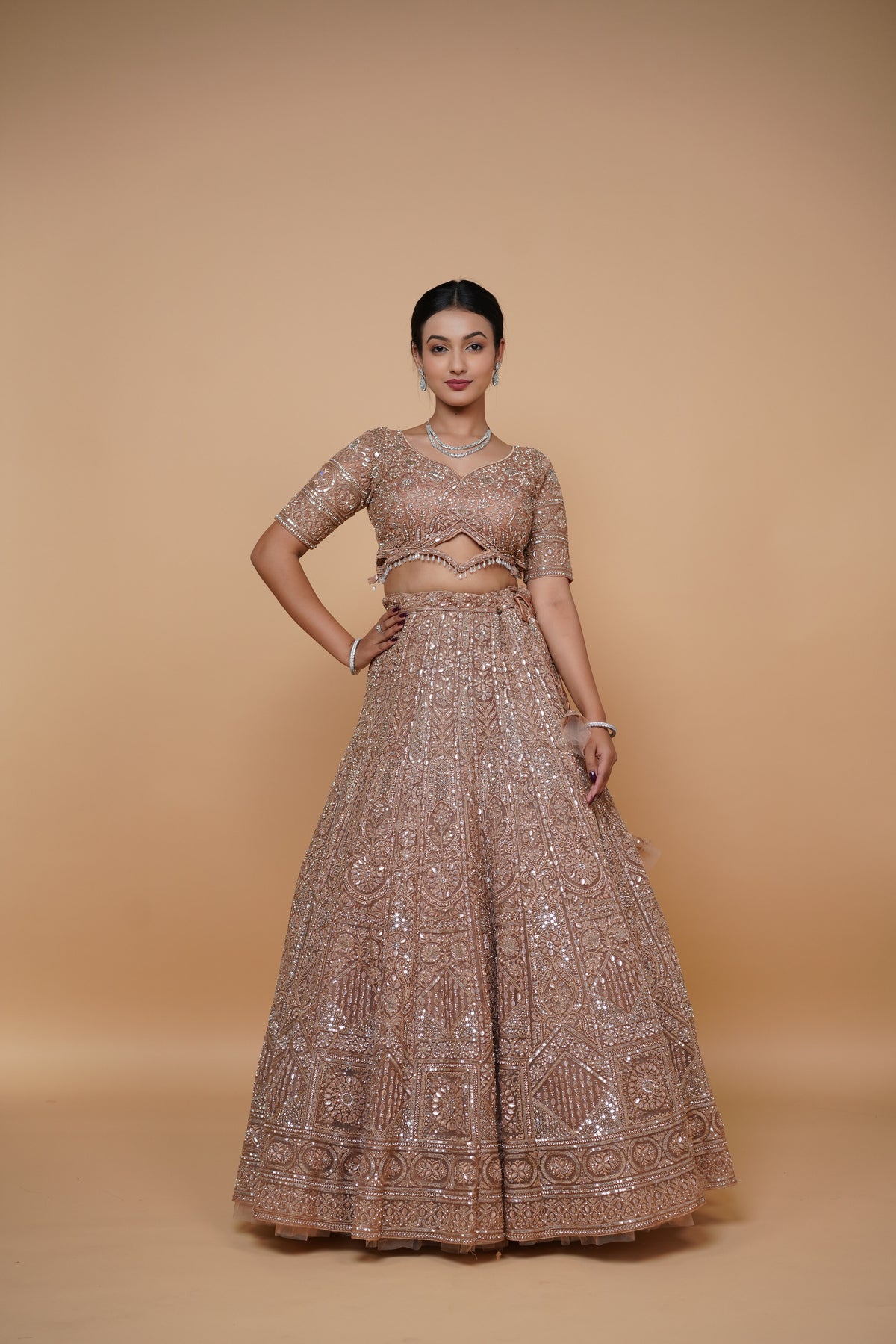 golden reception lehenga design