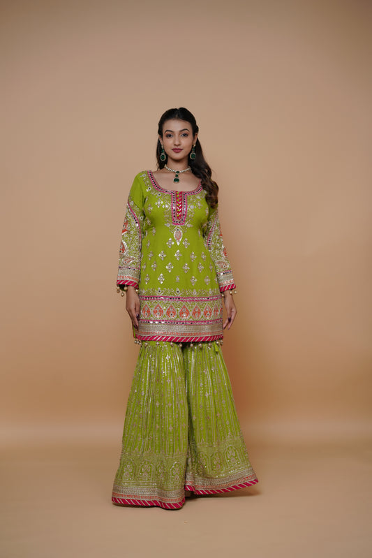 Bridal Sharara design with handwork design