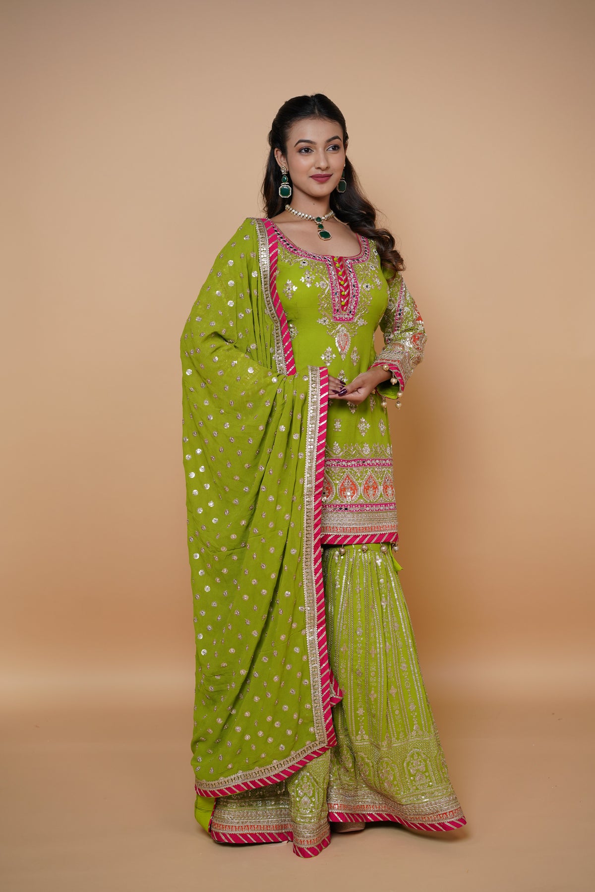 Bridal Sharara design with handwork design