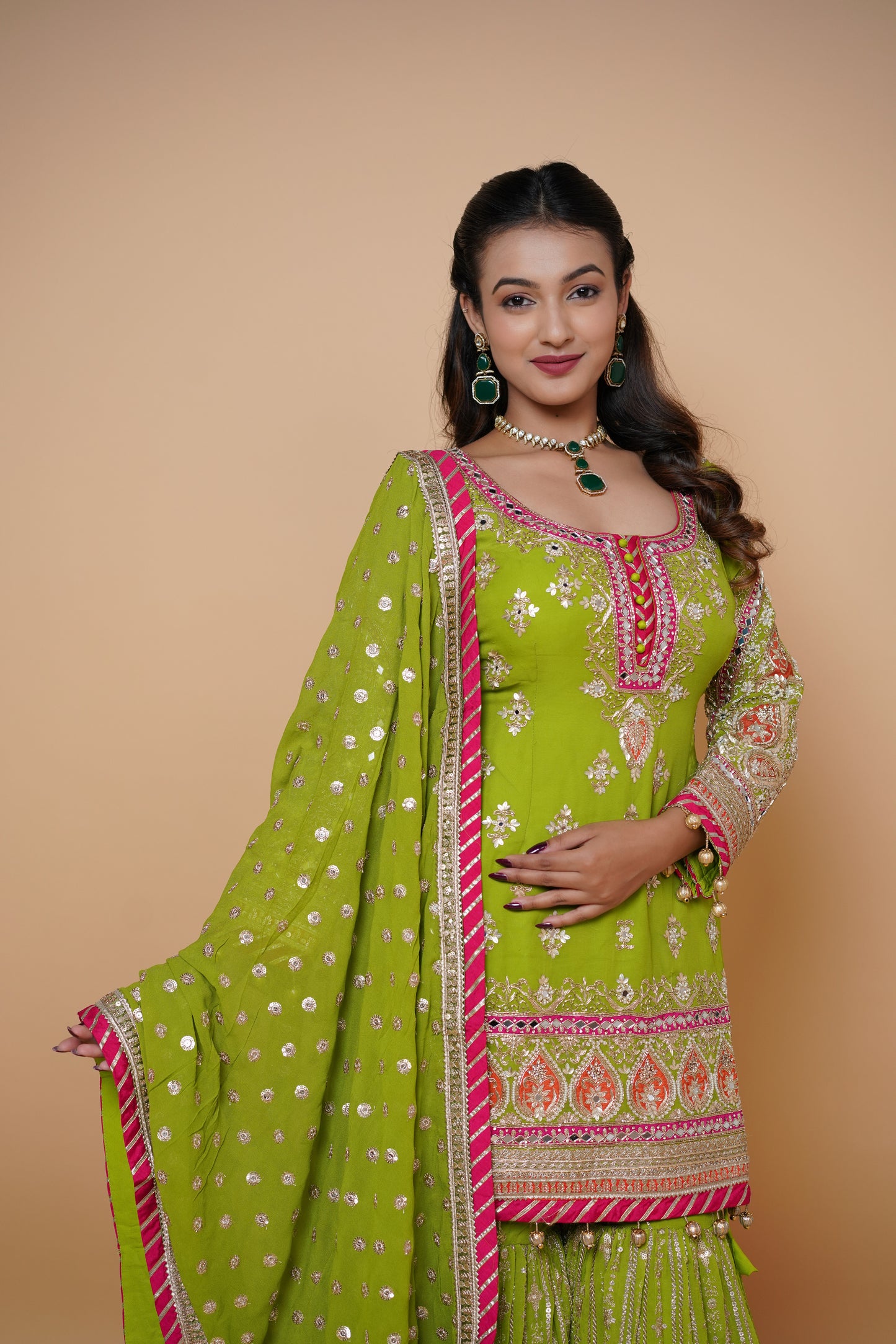 Bridal Sharara design with handwork design