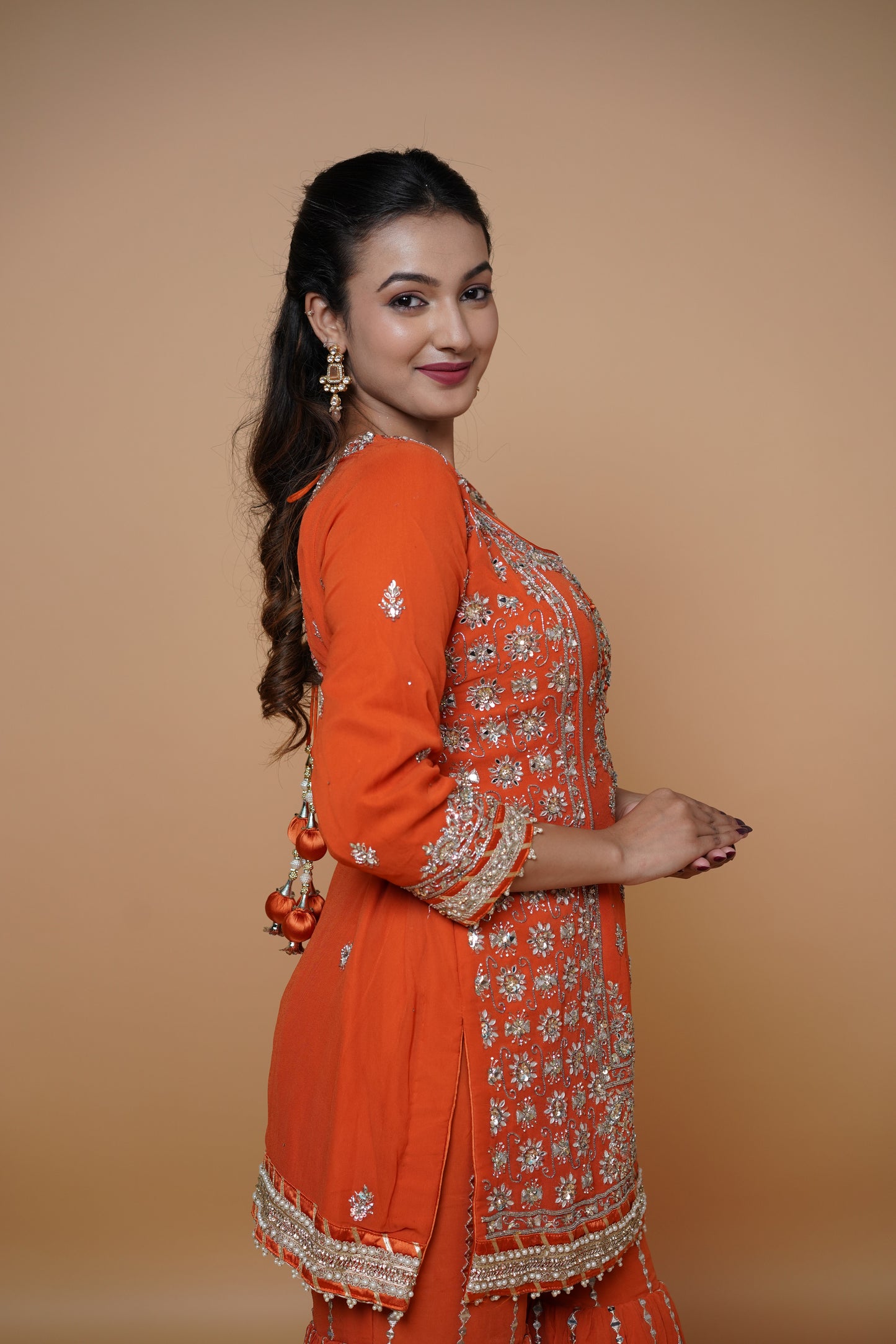 Rust Orange colour bridal sharara