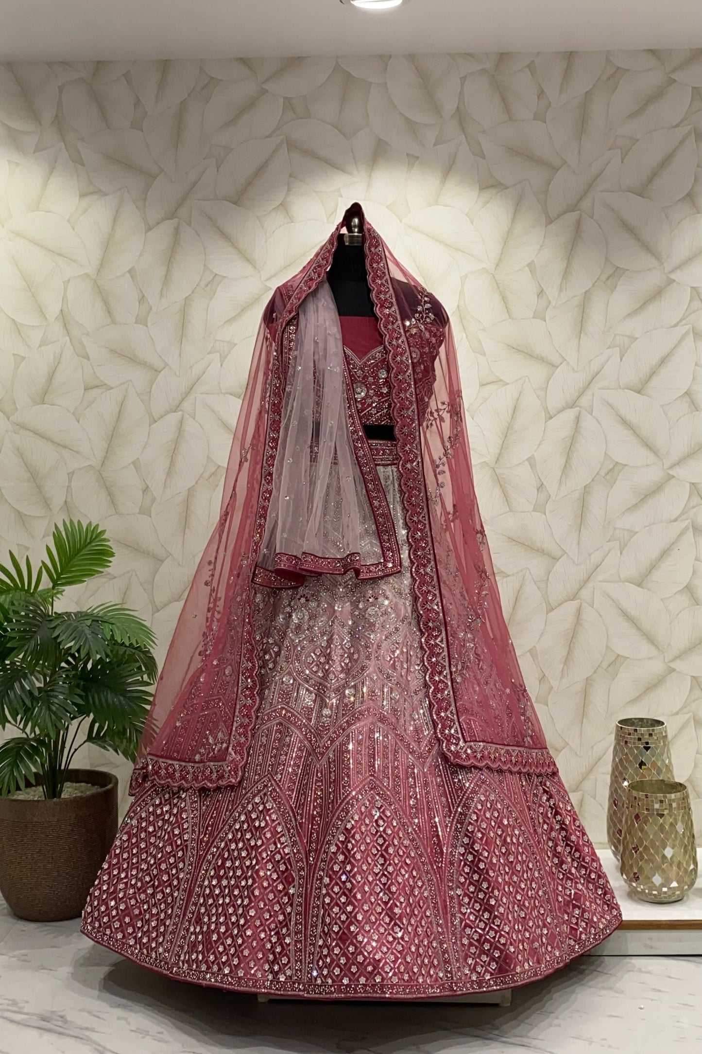 Ombre pink shaded Lehenga second design with double dupatta