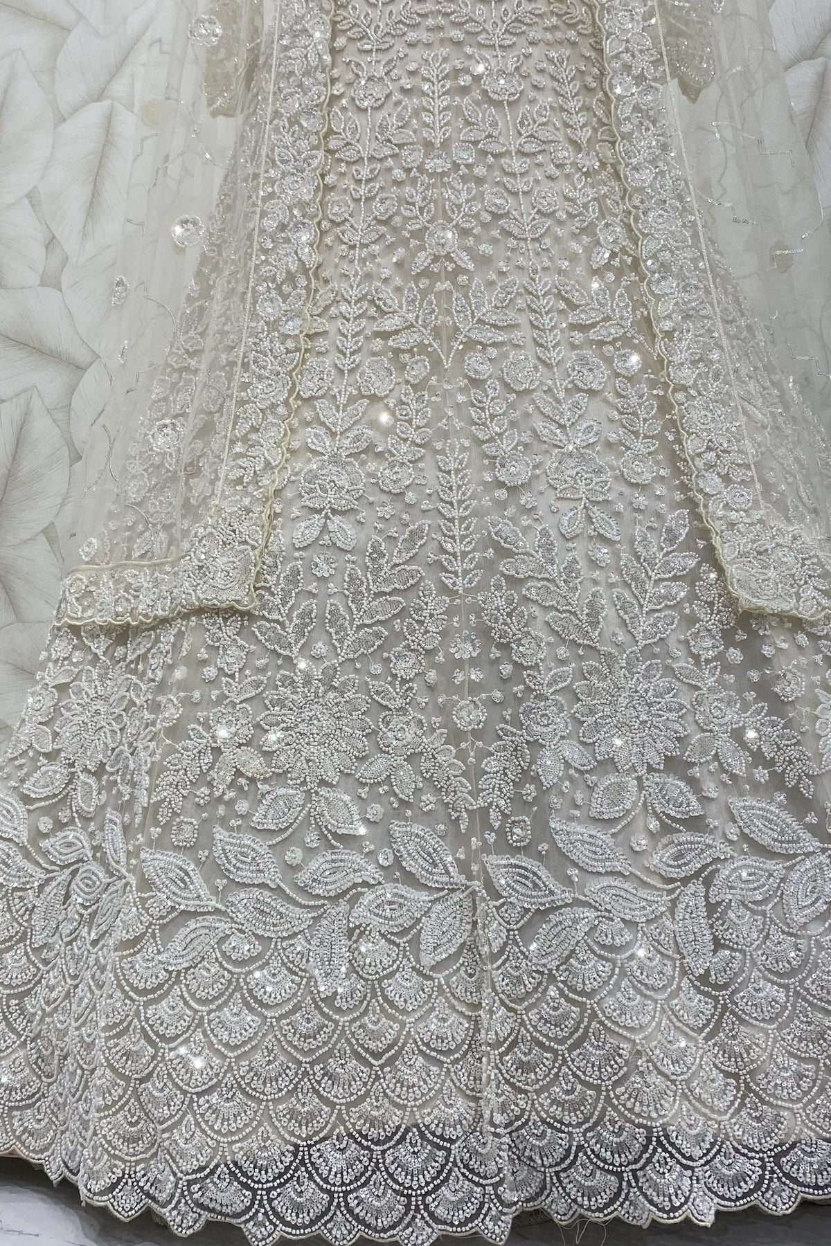 Ivory Dream Lehenga in heavy beads and cutdana work