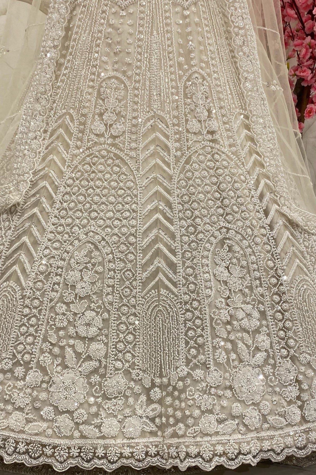 Ivory Dream Lehenga second design  in heavy beads and cutdana work