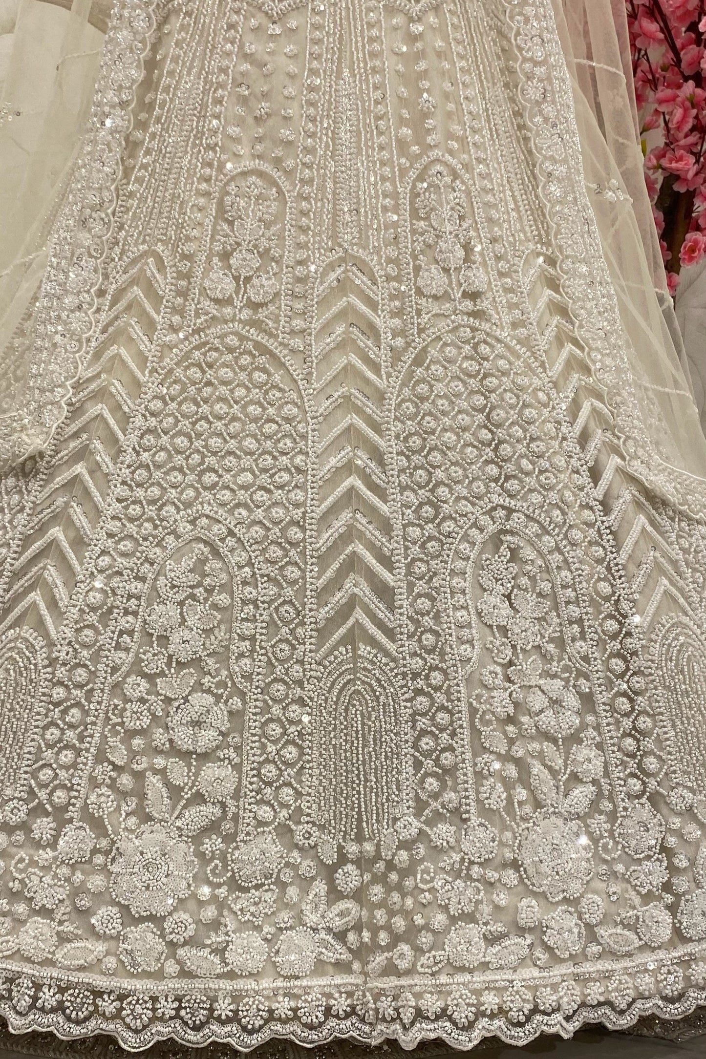 Ivory Dream Lehenga second design  in heavy beads and cutdana work