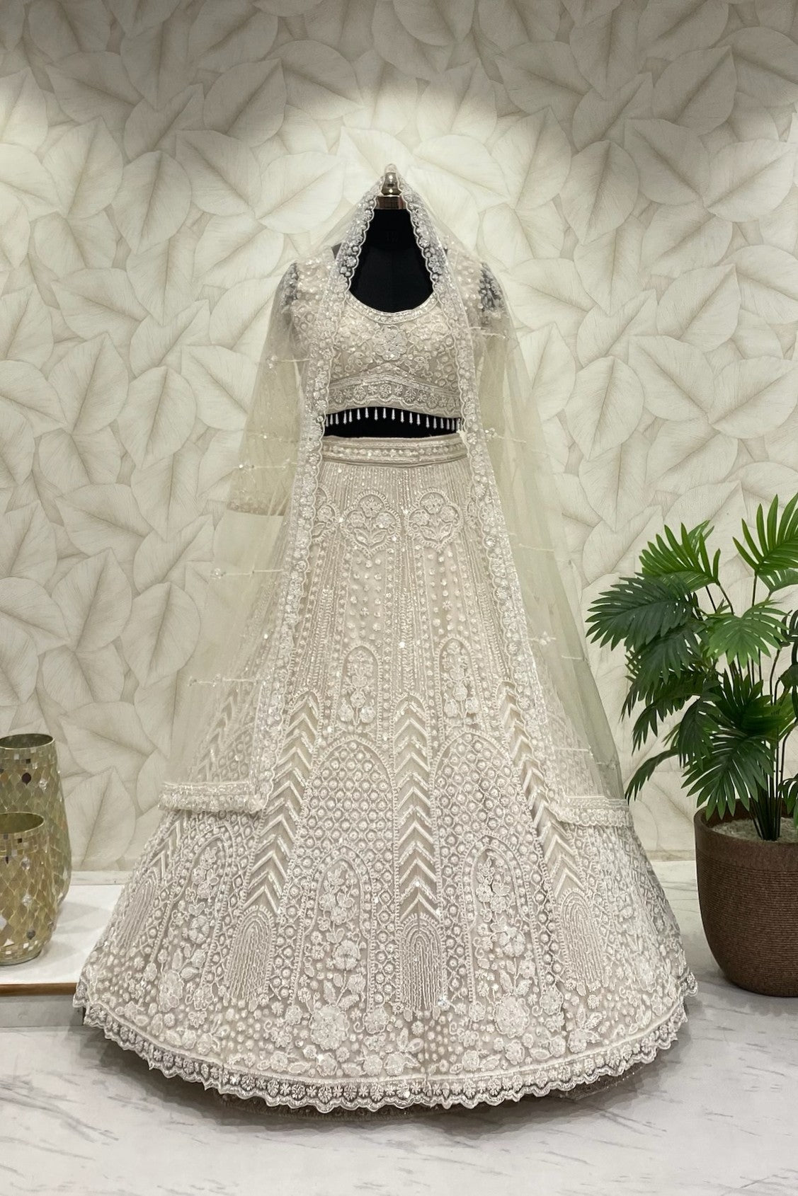 Ivory Dream Lehenga second design  in heavy beads and cutdana work