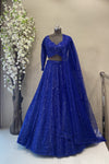 Electric Blue Reception and engagement wear Lehenga with beads work