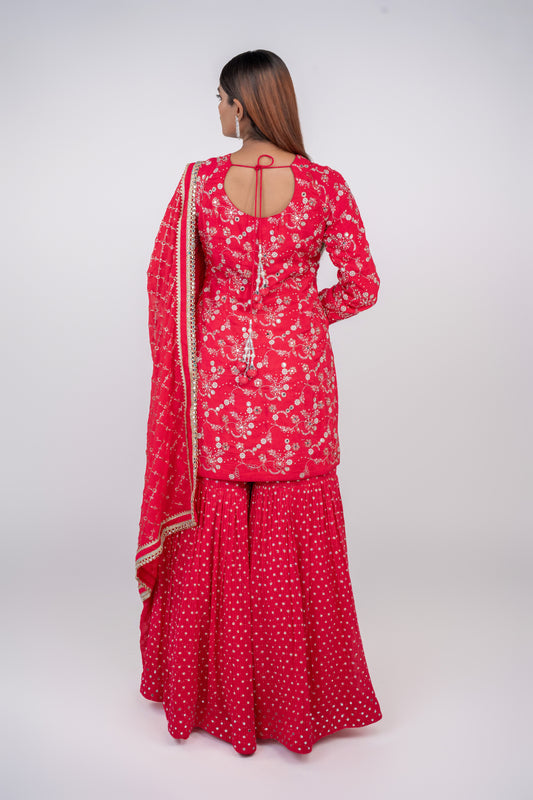 rani garara design with georgette fabrication dupatta.