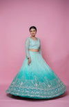 ombre green lehenga with handwork.