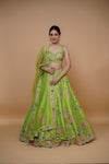 sangeet lehenga design in fluroscent green colour