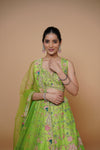 sangeet lehenga design in fluroscent green colour