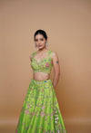 sangeet lehenga design in fluroscent green colour