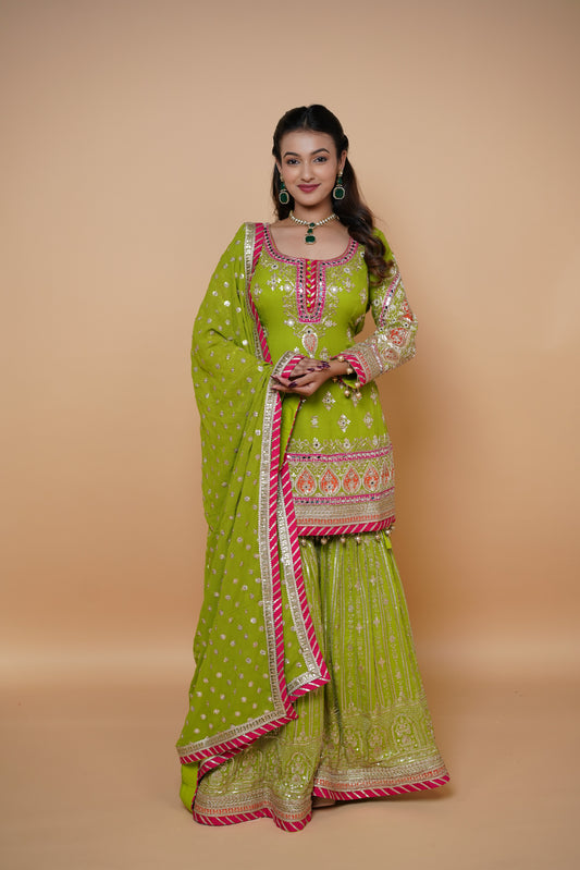 Heavy Handwork Bridal Sharara Suit | Custom Color Designer Set