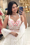 Hand-embellished butterfly sequin choli with sweetheart neckline and seed bead work — Urban Dulhaniya Pune