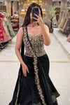 Black Indian lehenga with gold zardozi embroidery – NRI occasion wear shopping at Urban Dulhaniya Pune