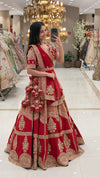 Red bridal lehenga shop Pune MG Road Camp – traditional gold zardozi set at Urban Dulhaniya Oswal Plaza