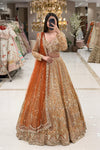 Rust gold heavy zardozi bridal lehenga with full sleeve blouse and rust net dupatta – Urban Dulhaniya