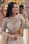 Bridal lehenga shop in Pune MG Road Camp – champagne gold couture set at Urban Dulhaniya Oswal Plaza