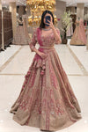 Full length rose pink bridal lehenga with gold zari skirt and pom pom dupatta – Urban Dulhaniya Pune