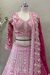 Ombre Pink & Magenta Bridal Lehenga | Heavy Crystal Embroidery