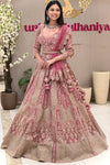 Rose pink bridal lehenga blouse with handwork embroidery and deep V neckline – Urban Dulhaniya Pune