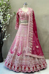 Ombre Pink & Magenta Bridal Lehenga | Heavy Crystal Embroidery