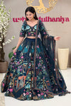 Navy blue lehenga blouse with multicolour Mughal garden embroidery and crystal tassels – Urban Dulhaniya Pune
Full length navy Mughal garden lehenga with multicolour thread skirt at Urban Dulhaniya MG Road Pune