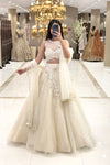Full length ivory lehenga set with illusion neckline blouse and voluminous net skirt – Urban Dulhaniya