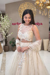 Ivory white bridal lehenga with 3D floral blouse, shimmer skirt and net dupatta – Urban Dulhaniya Pune
