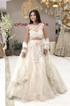 Ivory white bridal lehenga with 3D floral blouse, shimmer skirt and net dupatta – Urban Dulhaniya Pune