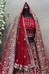 Red Bridal Lehenga with Embroidery & Poath Moti Work - Double Dupatta Set | Traditional Wedding
