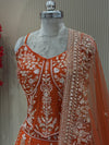 Front close-up view rust raw silk embellished corset blouse designer bridal wear at Urban Dulhaniya Pune