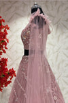 Pink lehenga with embroidery work for bridesmaid