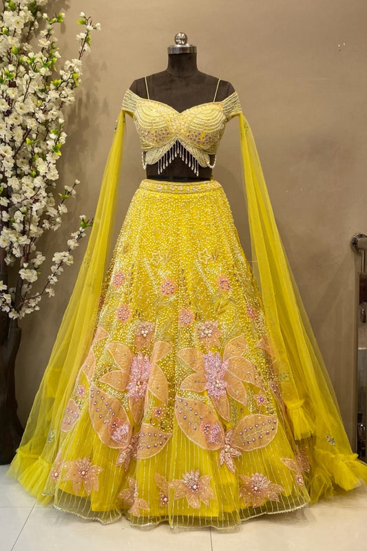 Sangeet Lehenga with Long Selfie Sleeves | Designer Blouse Wedding
